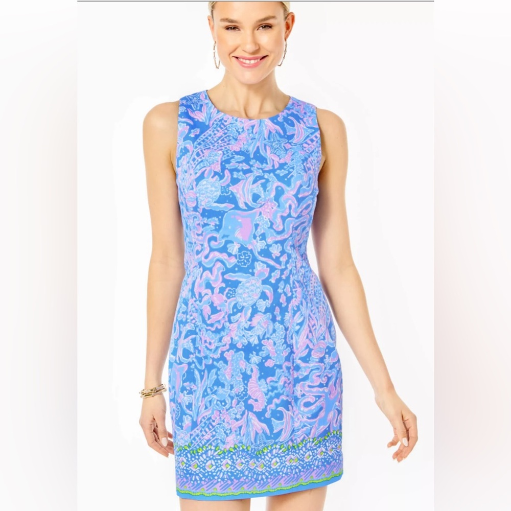 NWT Lilly Pulitzer Mila Stretch Shift Dress - Boca blue - sea what I sea enginee